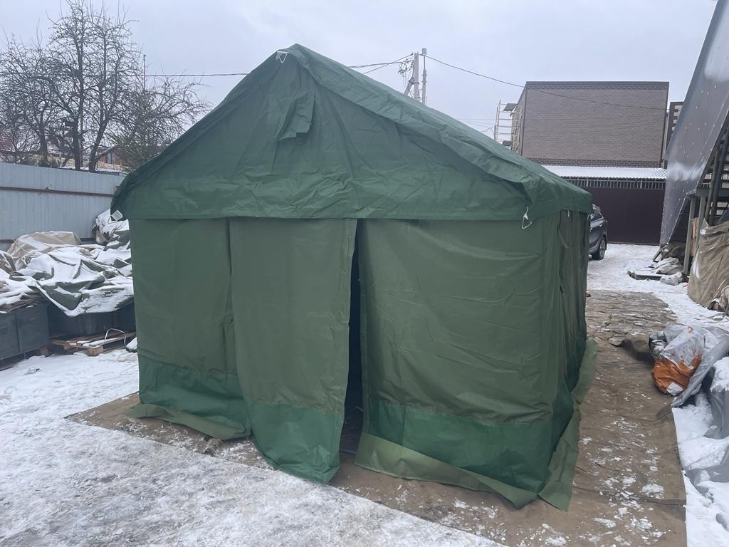 Палатка Каркасная утепленная зеленого цвета 3х4 Палатка Каркасная утепленная зеленого цвета 3х4